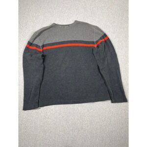 Banana Republic Sweater Mens Medium Gray Orange Excellent Colorblock Cotton Knit